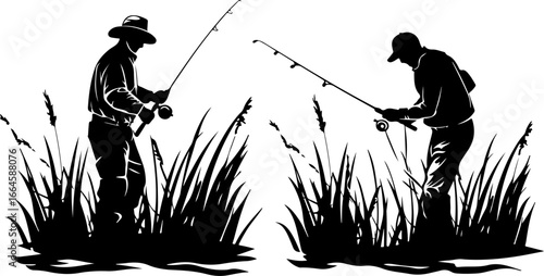 "Serene Silhouettes: The Art of Fishing at Dusk"