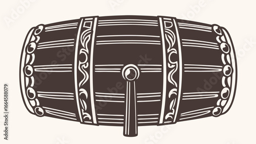 Illustration of a traditional mridangam drum instrument with decorative elements and brown color scheme silhouette