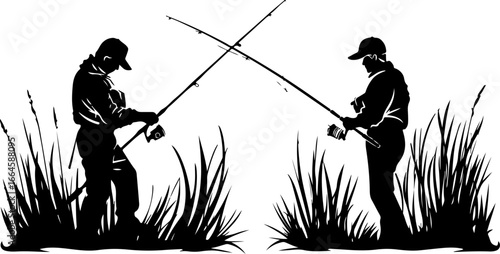 "Serene Silhouettes: The Art of Fishing at Dusk"