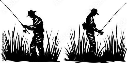 "Serene Silhouettes: The Art of Fishing at Dusk"