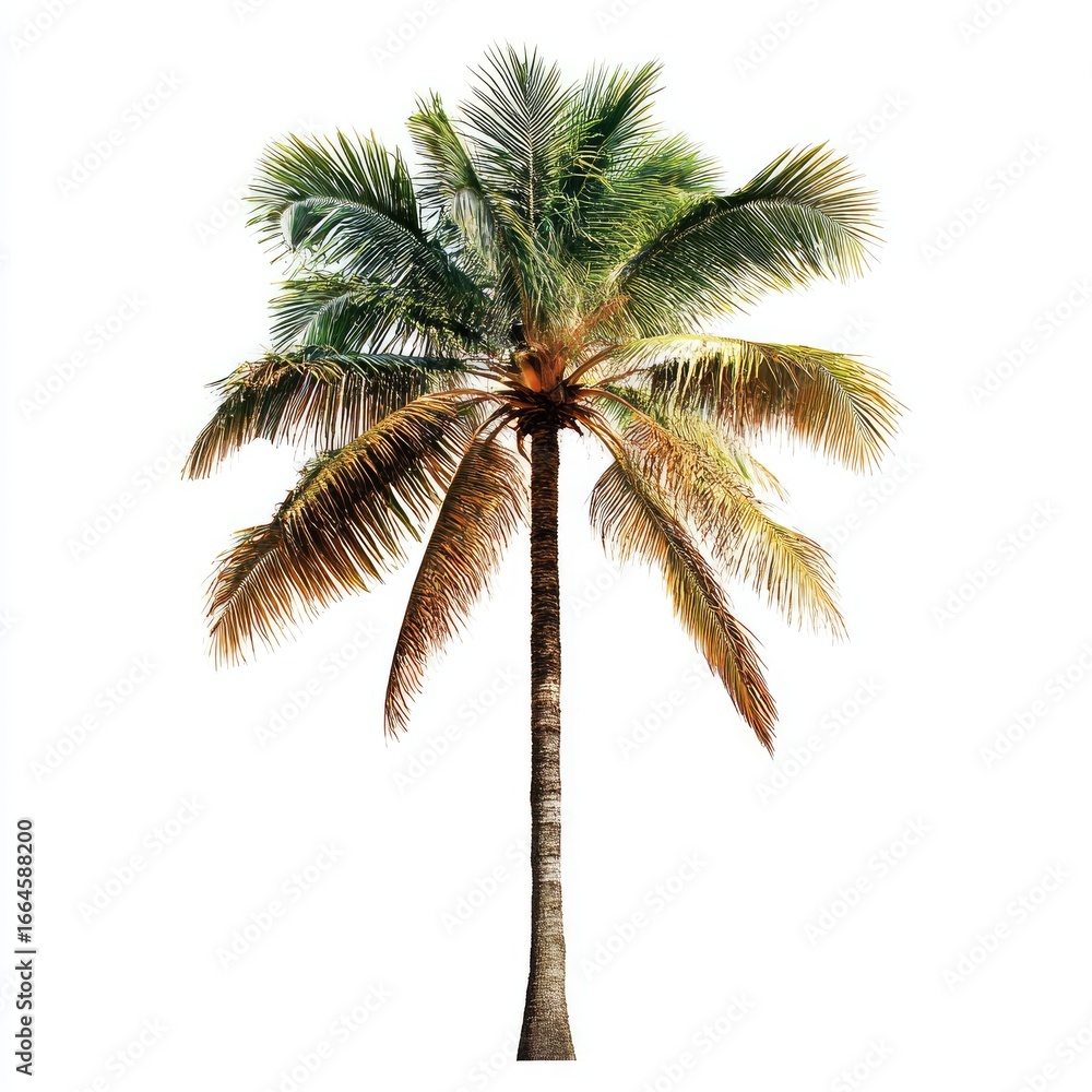 Fototapeta premium Isolated coconut palm tree against white background (5)