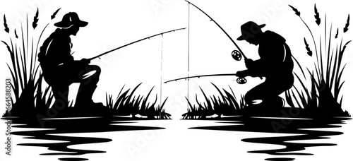 "Serene Silhouettes: The Art of Fishing at Dusk"