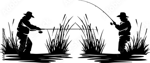 "Serene Silhouettes: The Art of Fishing at Dusk"