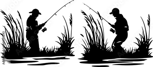 "Serene Silhouettes: The Art of Fishing at Dusk"