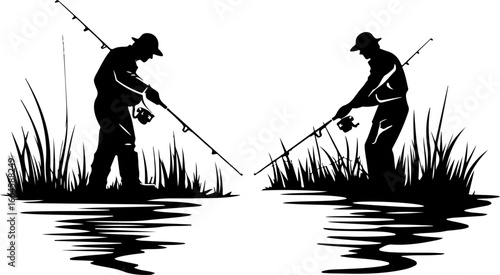"Serene Silhouettes: The Art of Fishing at Dusk"