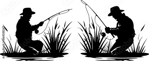 "Serene Silhouettes: The Art of Fishing at Dusk"