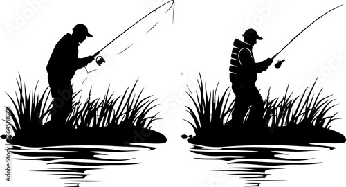 "Serene Silhouettes: The Art of Fishing at Dusk"