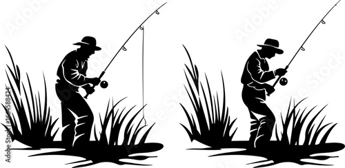 "Serene Silhouettes: The Art of Fishing at Dusk"