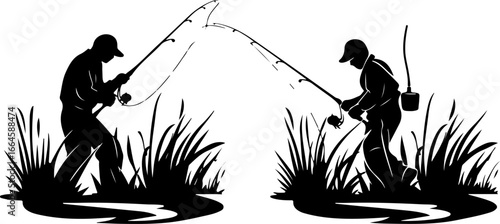 "Serene Silhouettes: The Art of Fishing at Dusk"