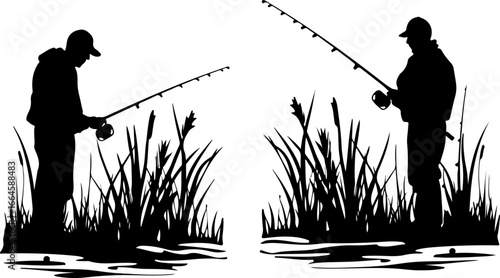 "Serene Silhouettes: The Art of Fishing at Dusk"