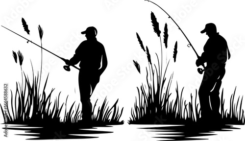 "Serene Silhouettes: The Art of Fishing at Dusk"