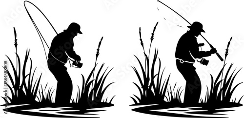 "Serene Silhouettes: The Art of Fishing at Dusk"