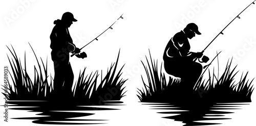 "Serene Silhouettes: The Art of Fishing at Dusk"