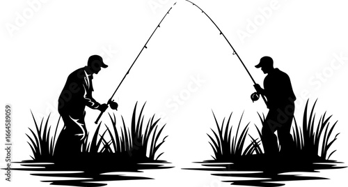 "Serene Silhouettes: The Art of Fishing at Dusk"