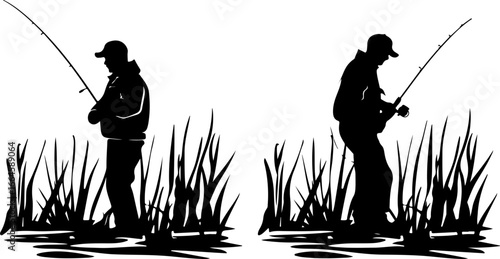 "Serene Silhouettes: The Art of Fishing at Dusk"