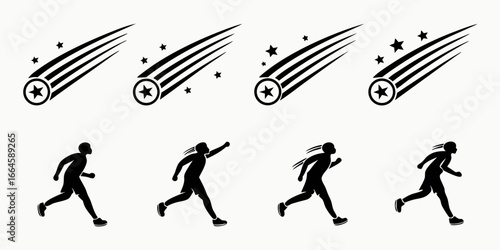 Silhouette of a Runner and a Shooting Star