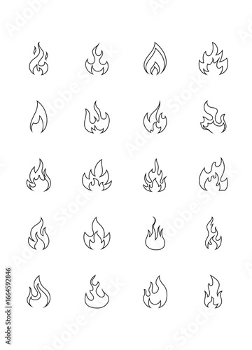 set of flame icons, fire