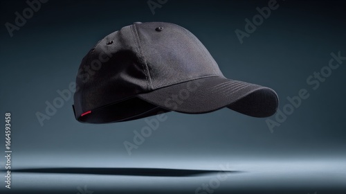 Wallpaper Mural Studio Shot of a Black Baseball Cap Floating Above Surface, Casual Headwear Fashion Mockup Torontodigital.ca