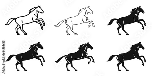 Stylized Horse Silhouettes in Dynamic Poses