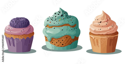 Art of three cupcakes