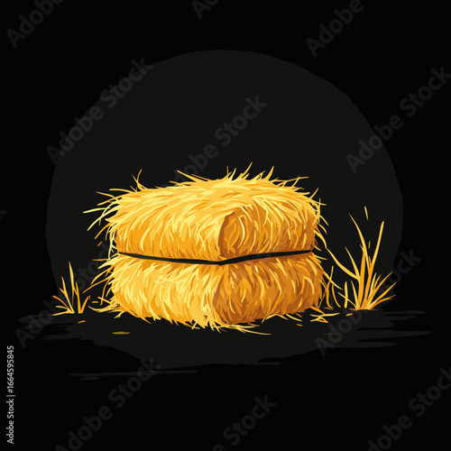 Hay bale isolated on dark background