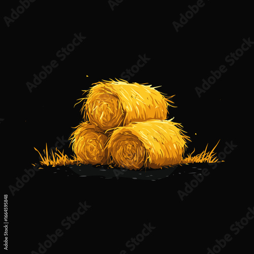 Hay bale isolated on dark background