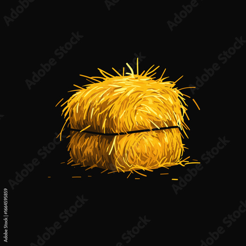 Hay bale isolated on dark background