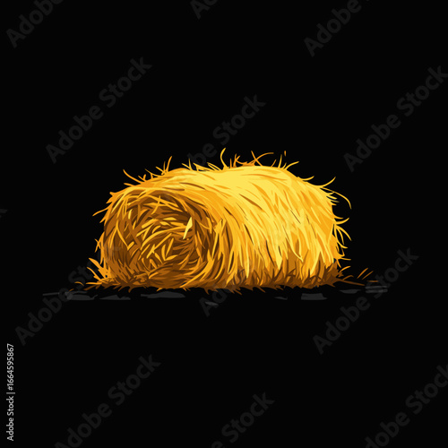 Hay bale isolated on dark background