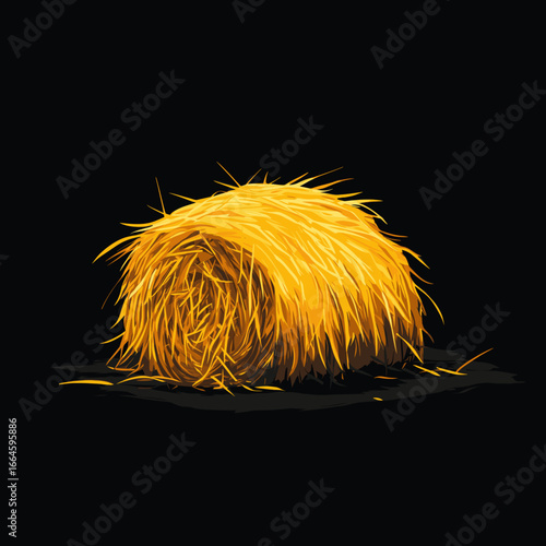 Hay bale isolated on dark background