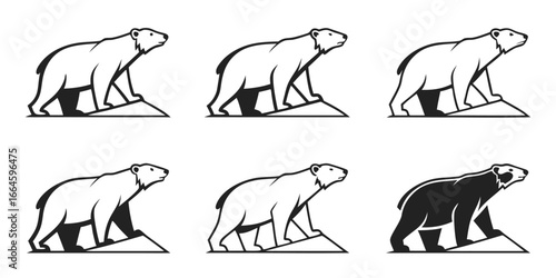 Stylized Polar Bear Icons on Ice Floes