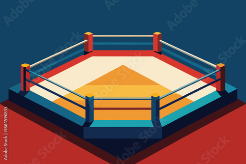Boxing Ring Illustration in Perspective View