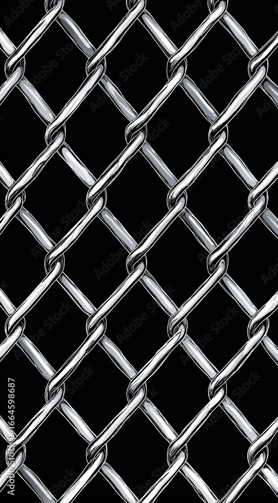 Seamless pattern of chain-link fence vector illustration on black background for industrial security or architectural design concepts Seamless pattern of chain-link fence vector illustration on black background for industrial security or architectural design concepts