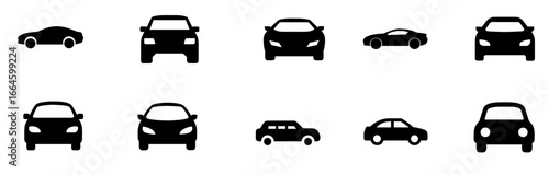 Collection of Car Icons Front and Side Views