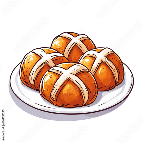 Freshly baked hot cross buns