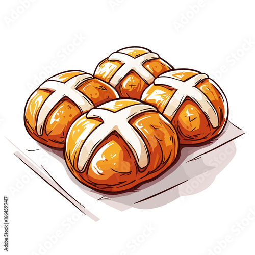 Freshly baked hot cross buns