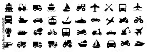 Transportation Icons A Comprehensive Set of 48 Vector Graphics