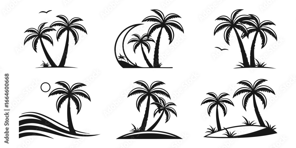 Fototapeta premium Tropical Palm Trees Silhouette Collection