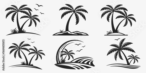 Tropical Palm Trees Silhouette Collection 1.