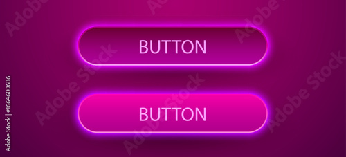 Rectangle isolated neon button set. Design for empty emblem Vector shiny button