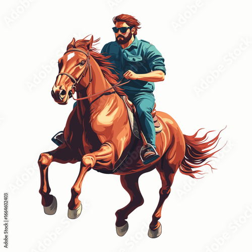 Dynamic horseback rider in action