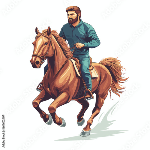 Dynamic horseback rider in action