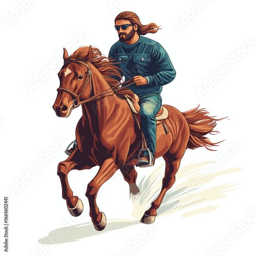 Dynamic horseback rider in action