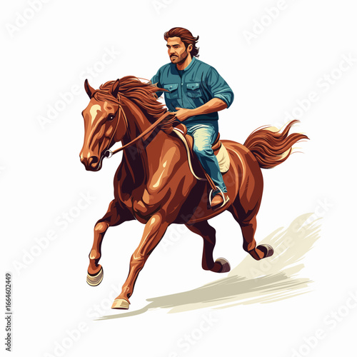 Dynamic horseback rider in action