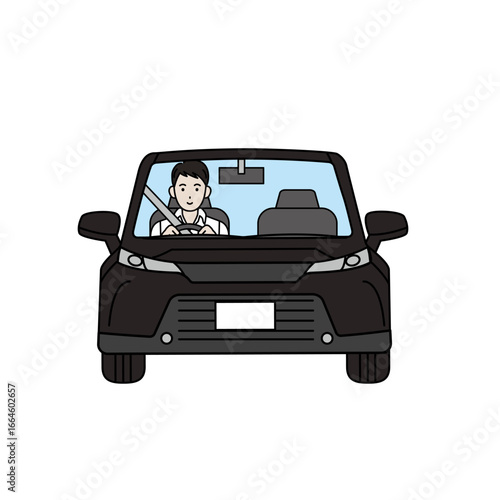 ドライブ、車を運転する男性のイラスト