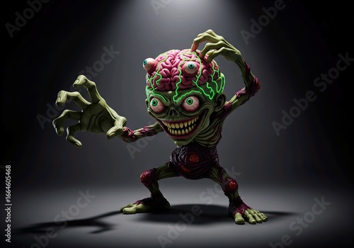 Glowing Brain Zombie Monster Reaching