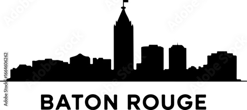 Baton Rouge Skyline Silhouette Vector | Minimal Black and White City Design