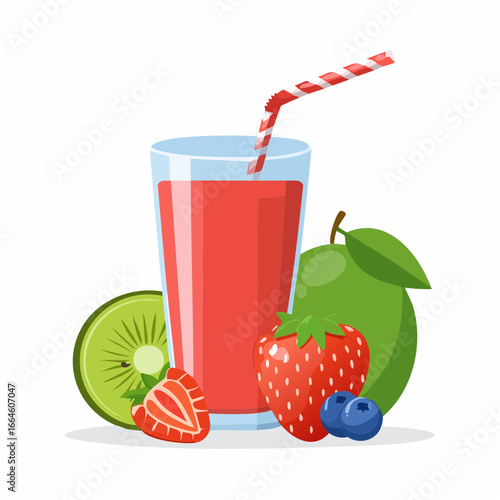 Refreshing Fruit Smoothie A Vibrant Mix of Berries and Kiwi
