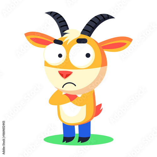 A flat style icon representing annoyed antelope