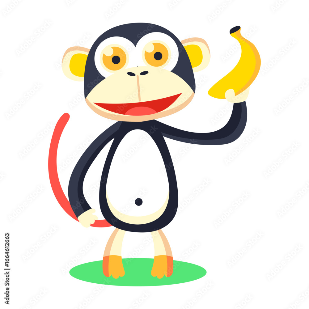 Fototapeta premium A flat style icon representing cheeky chimp
