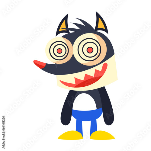 A flat style icon depicting dizzy dingo